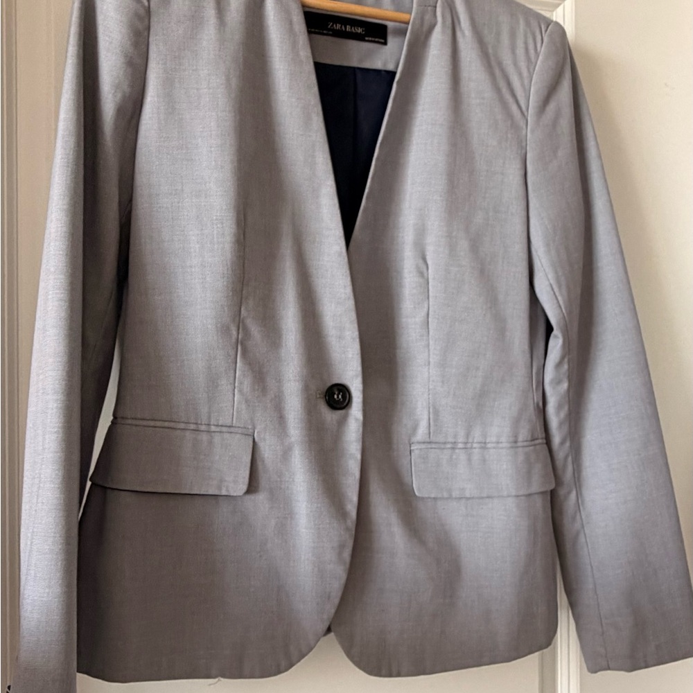 Zara Basic Gray Blazer - image 2